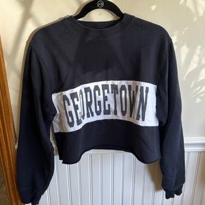 Cropped Georgetown Crewneck Sweatshirt - navy & white color block - john galt